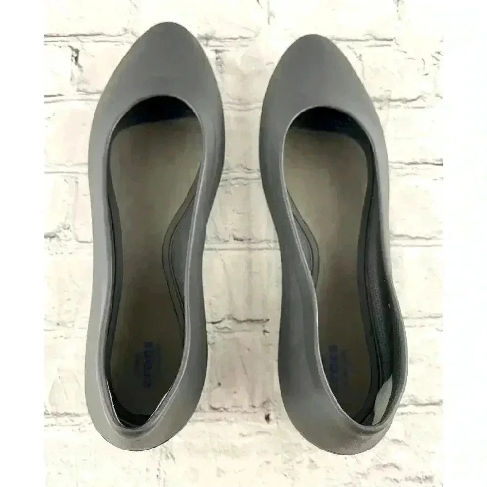 CROCS Gray‎ Flats Iconic Comforts Slip On Shoes Sz 9 - Picture 8 of 9